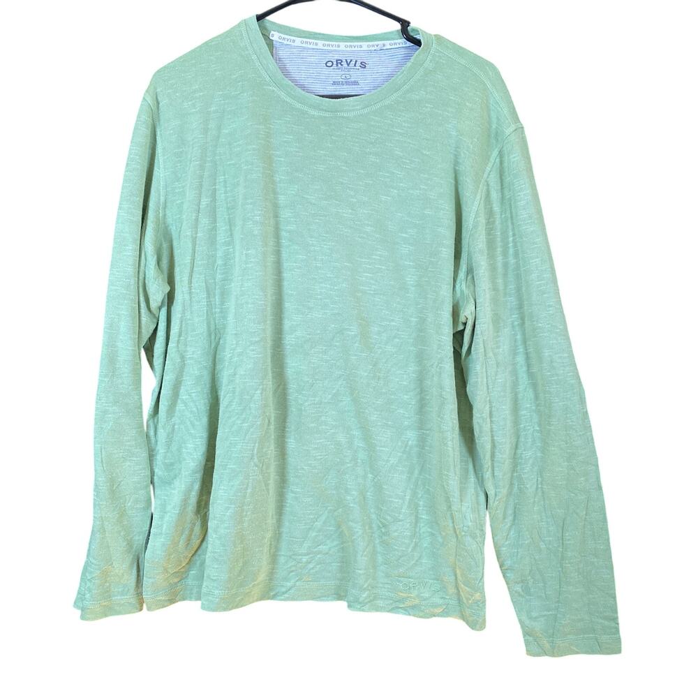 Orvis Womens Sweatshirt Green Pullover Round Neck Super Soft Long Sleeve Large